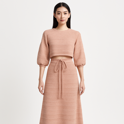 pink knitted sets women skirts manufacturer