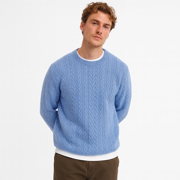 blue cable knit sweater wholesale supplier